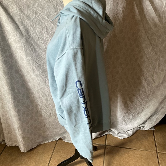 Carhartt Pale Blue Pullover Hoodie with Logo Patch - Picture 3 of 7